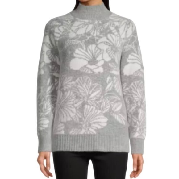 Liz Claiborne Mock Neck Long Sleeve Floral Sweater Size Large - Picture 3 of 9